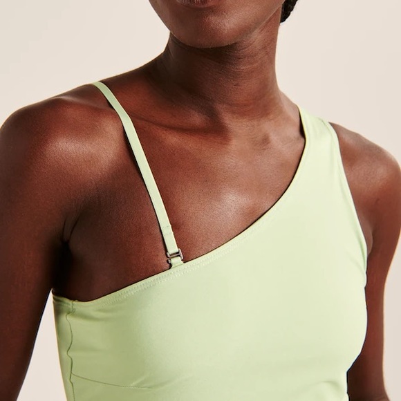 NEW Abercrombie Traveler One-Shoulder Mini Dress Light Bright Green Asymmetrical - Picture 5 of 5